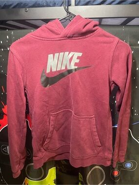 Nike Burgundy Pullover Hoodie with White Logo